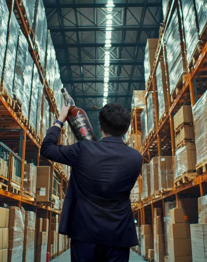 お酒を手に取る人